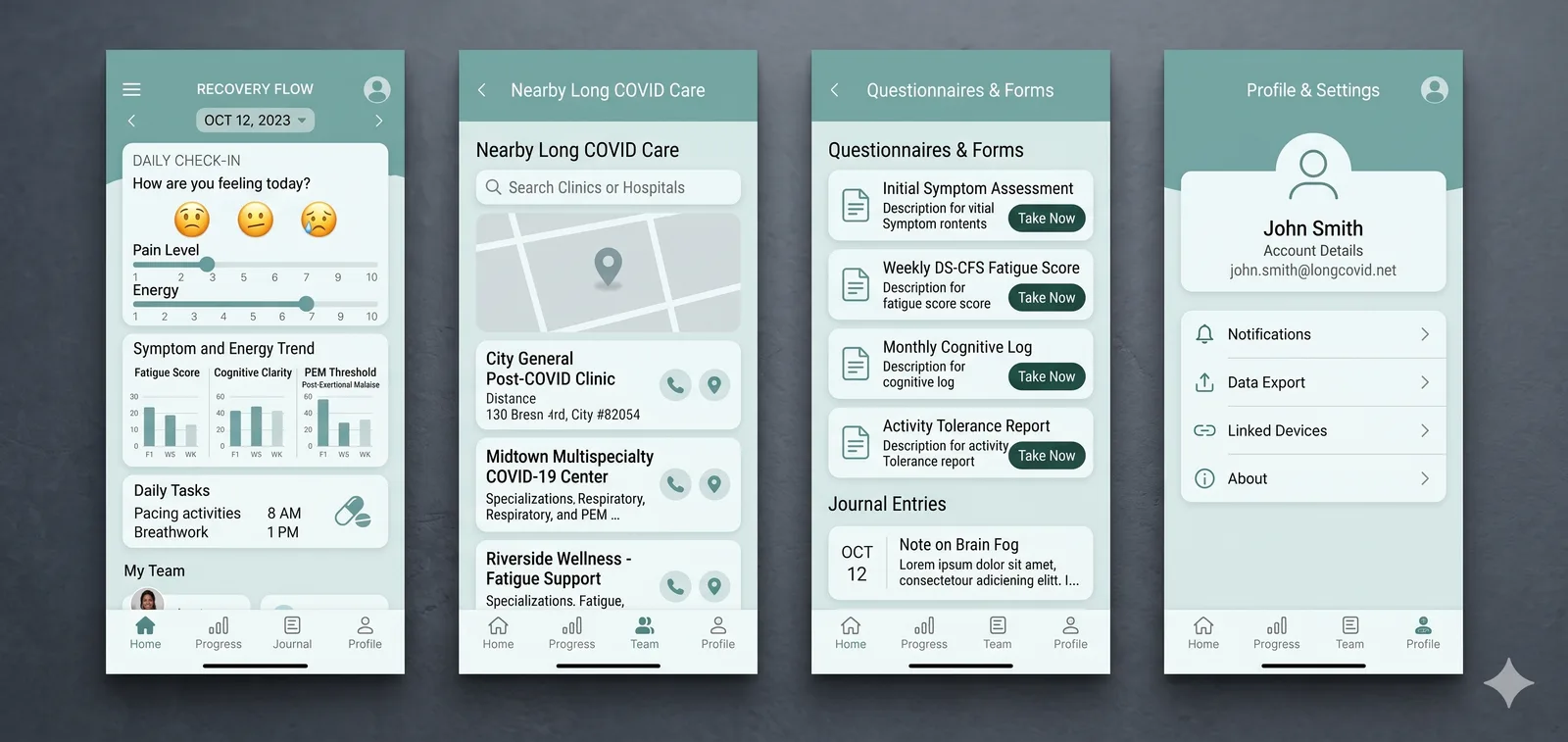 Screenshot of Long-COVID Management Application