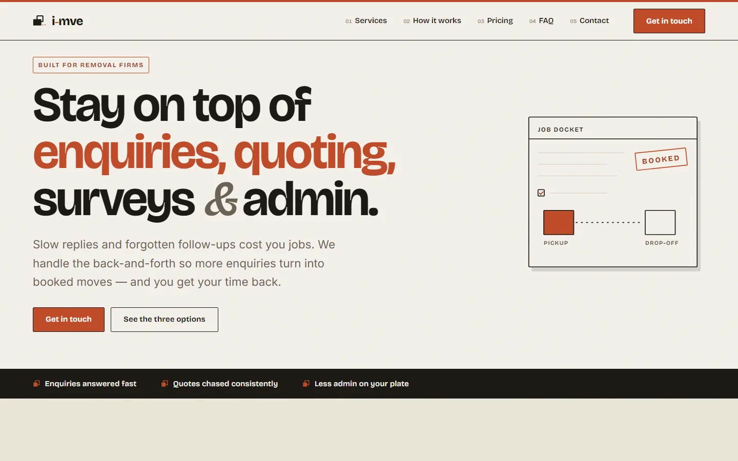 Screenshot of i-mve — Removals Admin Service