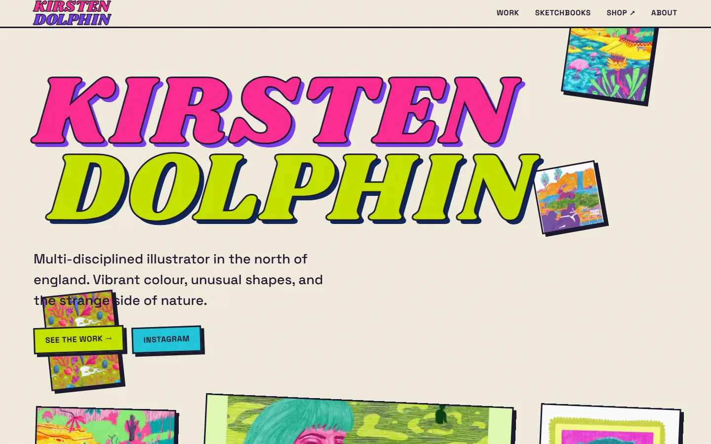 Screenshot of Kirsten Dolphin — Illustrator Portfolio