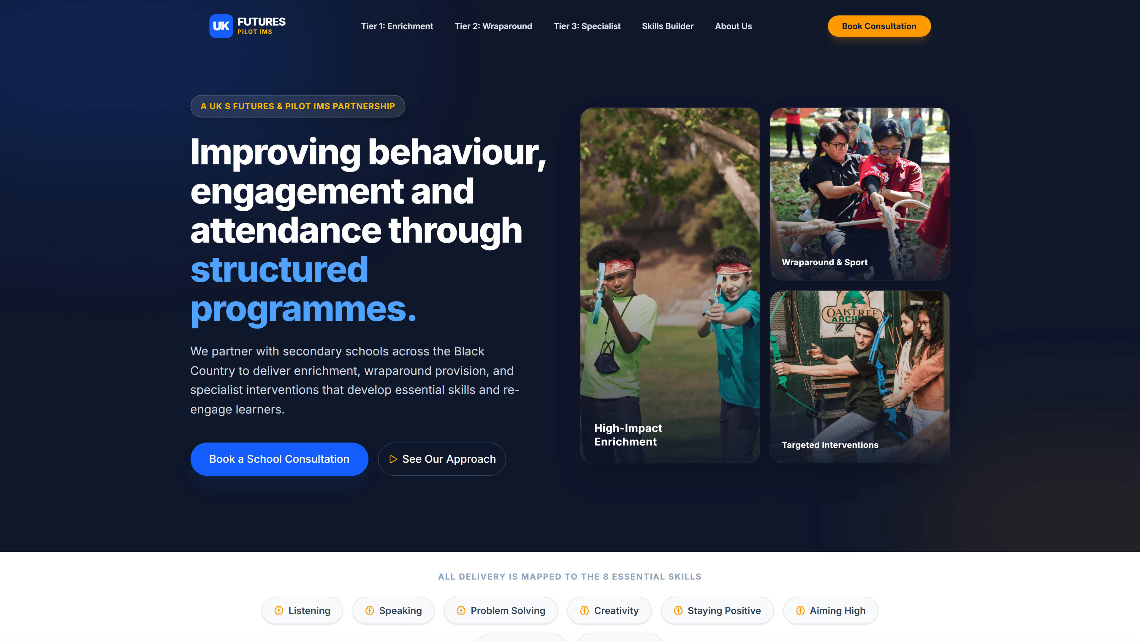 Screenshot of UK S FUTURES Training Platform